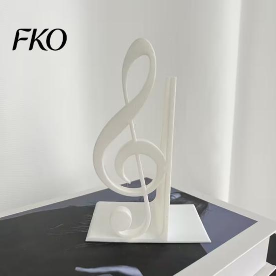 PLA Desktop Decor Ornament 3D Printed Music Note Bookend, Decorative Shelf Organizer, Modern Desk for Home Book Office Study, Heavy Base Sturdy