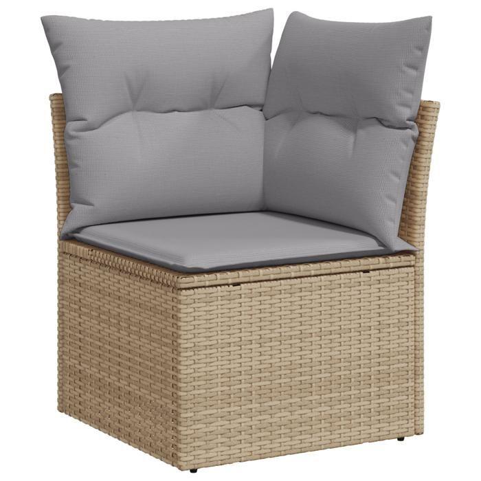 Ensemble de Canapé de Jardin vidaXL de 13 pièces avec Coussins Beige Poly Rattan Acacia 3362702