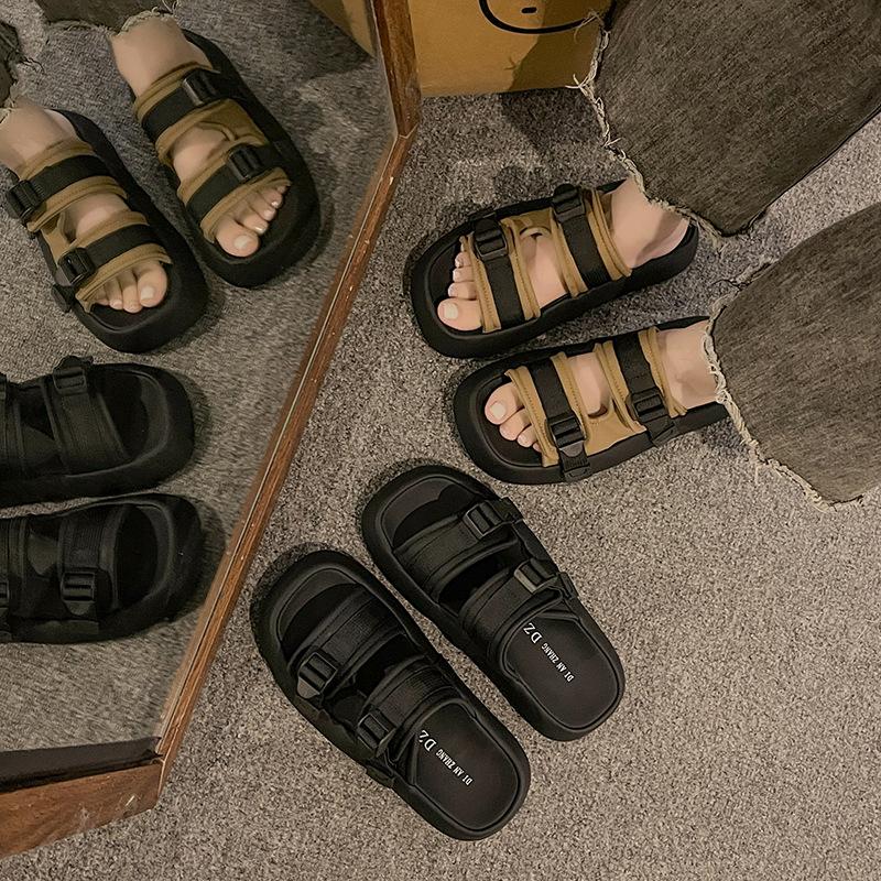 Cool slippers women's summer wear 2025 new thick-soled casual non-slip pregnant women's beach sandals high-end one-word drag