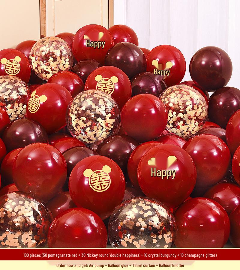 Red Wedding Balloons: Romantic Bedroom & Living Room Decor, Photo Props, Wedding Scene Setup
