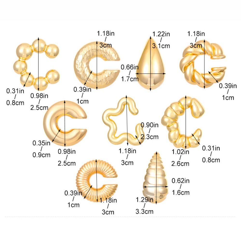 4Pcs/set C Shape Earring Clip Glossy Cartilage Ear Cuff Vintage Jewelry Accessories  Women