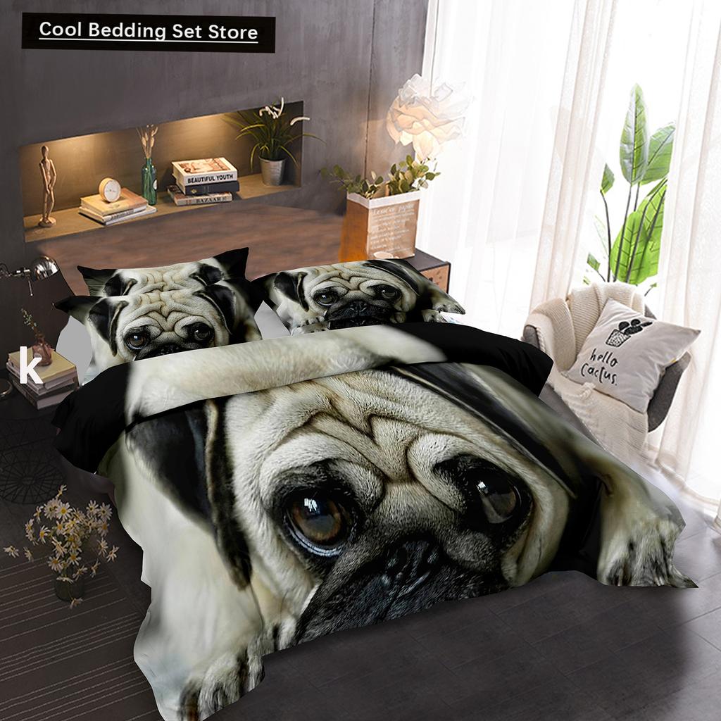 Pug Dog Duvet Cover King Queen Size Funny Pet Puppy Bedding Set For Kids Teens Adults Animal Cute Expression 2/3Pcs Quilt Cover