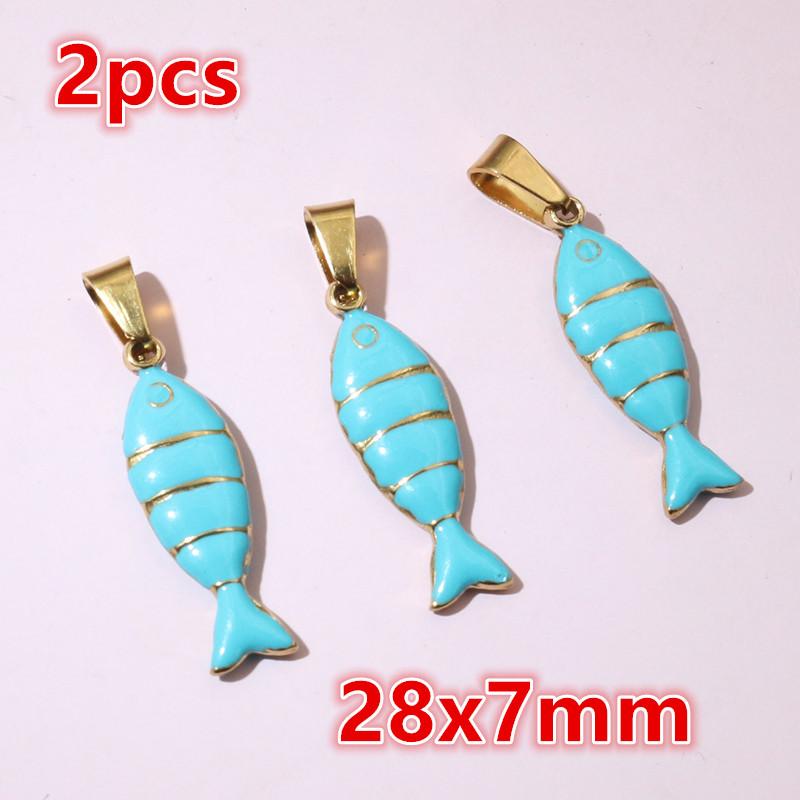 2-4pcs Enamel Stainless Steel Flower Coral Fish Charms Pendant DIY Jewelry Making Accessories Findings for Necklace Earrings