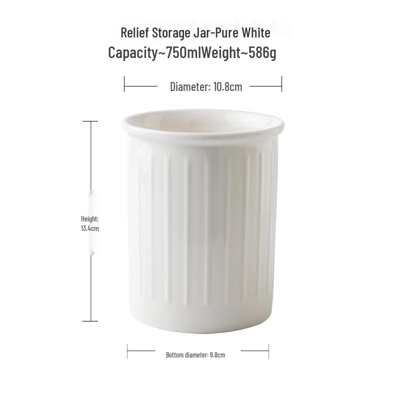 Simple & Stylish Embossed White Ceramic Chopstick Holder & Flower Vase