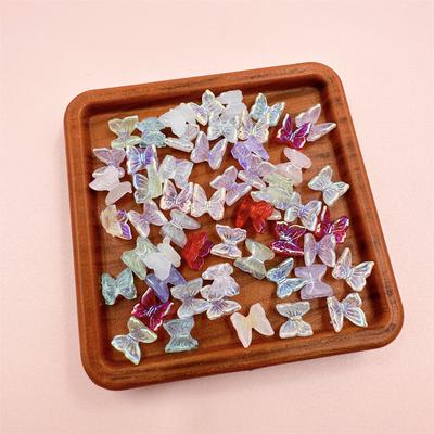 100 Stück 6 mm AB Nail Art handgefertigt ohne Löcher Schmetterlingsform Resion Perlen Spacer Perlen lose DIY für Schmuckherstellung Charms Farbe