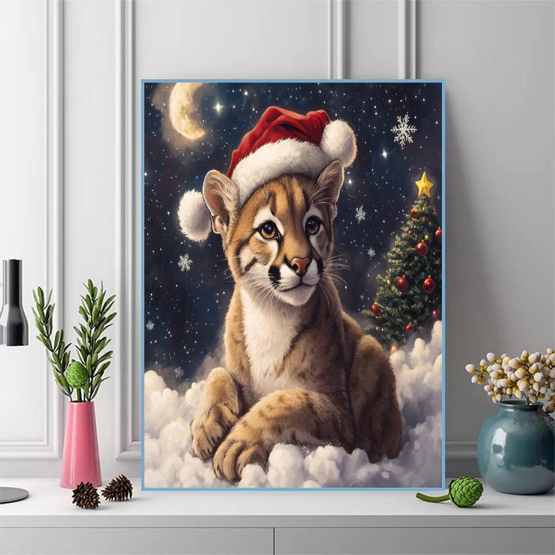 Christmas cougar Pattern 3pcs 100% Round Full Drill 5D DIY Diamond Painting Embroidery Cross Stitch Rhinestone Décor
