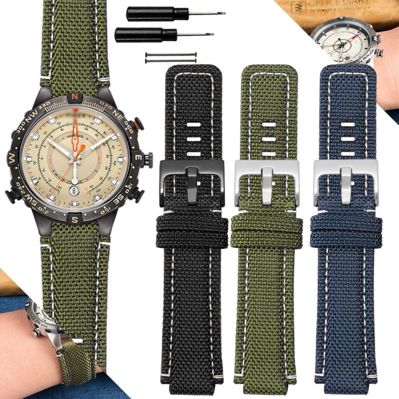 Pro hodinky TIMEX Řemínek TW2T76500 T2N721 T2N720 Sportovní Vysoce kvalitní Nylonové Plátno Řemínek na hodinky Pánské Tide Compass 24×16MM Náramek
