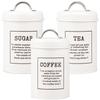 3Pcs Tea Coffee Sugar Canisters Set Space Saving Food Storage Jars Canisters Tea Organizer Airtight Coffee Container for Home