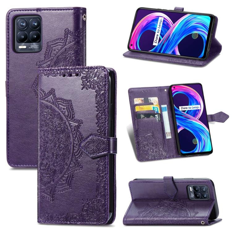 

For OPPO Realme 8 / 8 Pro 4G Mandala Embossing Pattern Horizontal Flip Leather Case with Holder & Card Slots & Wallet & Lanyard(Purple) For OPPO Realme 8 / 8 Pro 4G фиолетовый