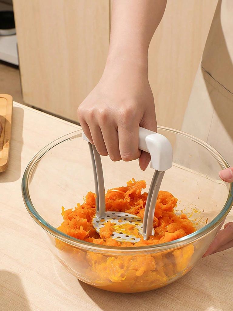 1pc Manual Potato Masher For Baby Food, Stainless Steel Potato Press Kitchen Tool, Masher Garlic Press