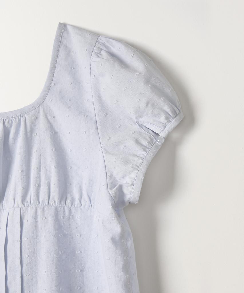 Tudument Polka Dot Puff Sleeve Blouse Light Blue