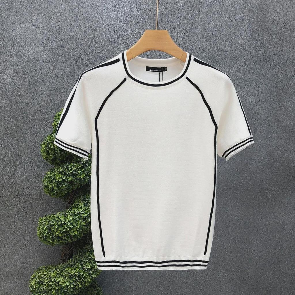 Men's Trendy Summer Color-Block Short-Sleeve Knit Sweater