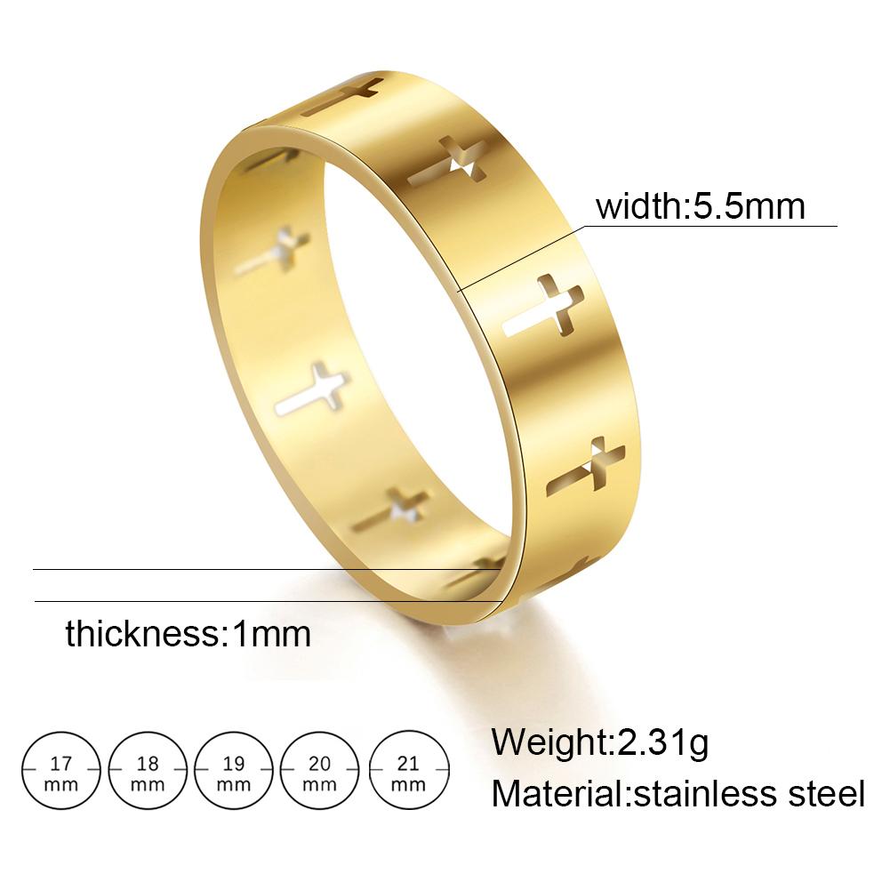 Jeshayuan Personality Hollow Christian Cross Ring For Men And Women Birthday Gift Jewelry Stainless Steel Ring