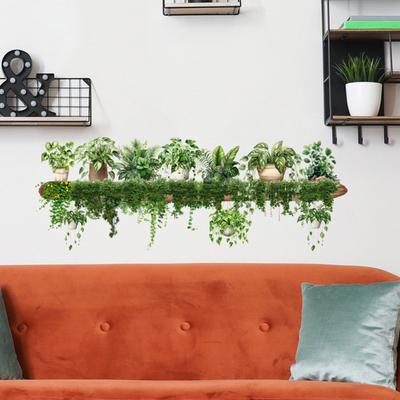 Potted Plants Shelf Wall Sticker Waterproof PVC Self-adhesive Living Room Bedroom Home Office Potted Greenery Shelf Decoration Decal