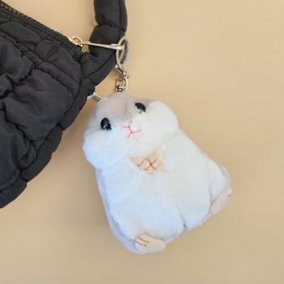DOK04 Dua eden hamster bebek çantası anahtarlık anahtarlık anahtarlık, gri, 1 parça, Koreli çocuklar için popüler oyuncaklar