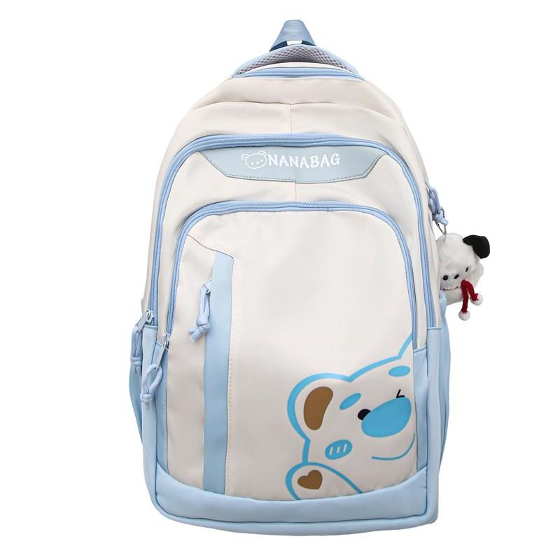 Lotso Nylon Cartoon Bear Student Backpack With Breathable Design For Middle School Girls And Boys