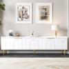 TV Cabinet, Lowboard with Textured Door, TV Furniture, Golden Handles and Golden Feet, 170 L x 35 W x 47.5 H(cm)