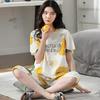 Women's Summer Korean Cartoon Pajama Set - Short-Sleeved Top with Seven-Point Pants