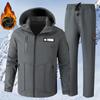 Winter Jacket Suit Men's Plus Velvet Water-proof Overalls To Keep Warm Outdoor Labor Insurance 2-piece Set