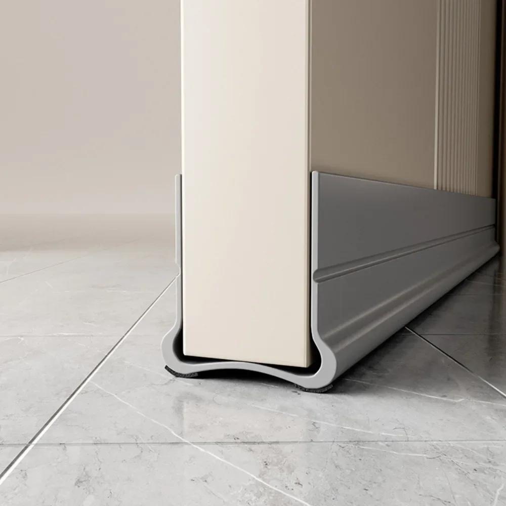 1-4PCS Self-adhesive Door Bottom Sealing Strip Wind and Dust Proof Weather Strip with Soundproofing Felt PVC Flexible Door Strip