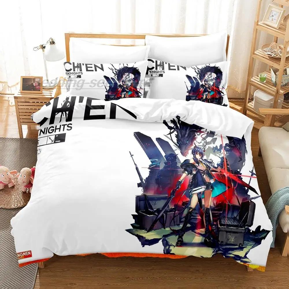 Arknights Zestaw Pościeli Pojedynczy Bliźniaczy Pełny Queen King Size Zestaw Pościeli Aldult Kid Sypialnia Zestawy Poszwy na Kołdrę Druk 3D Gra Anime 2022