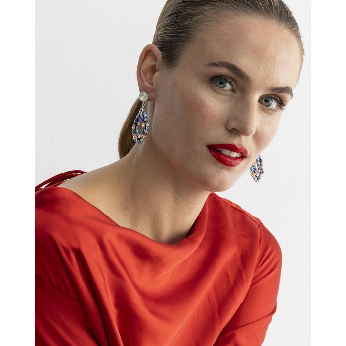 Earrings - LUXENTER - Liodas - Multicolored Crystals - 18K Gold Finish - Length 56.7 Mm
