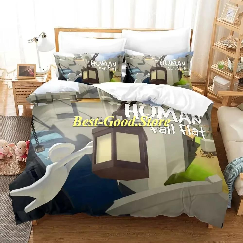 

Comforter Human Fall Flat Bedding Set Single Twin Full Queen King Size Bed Set Aldult Kid Bedroom s 3D Anime Bed Comforter (quilt)-EU Single(135*200cm)3pcs
