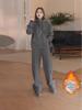 Ensemble Deux Pièces Sweat à Capuche Chaud en Velours pour Femmes 2025 & Pantalon Long: Vêtements de sport décontractés Automne/Hiver.