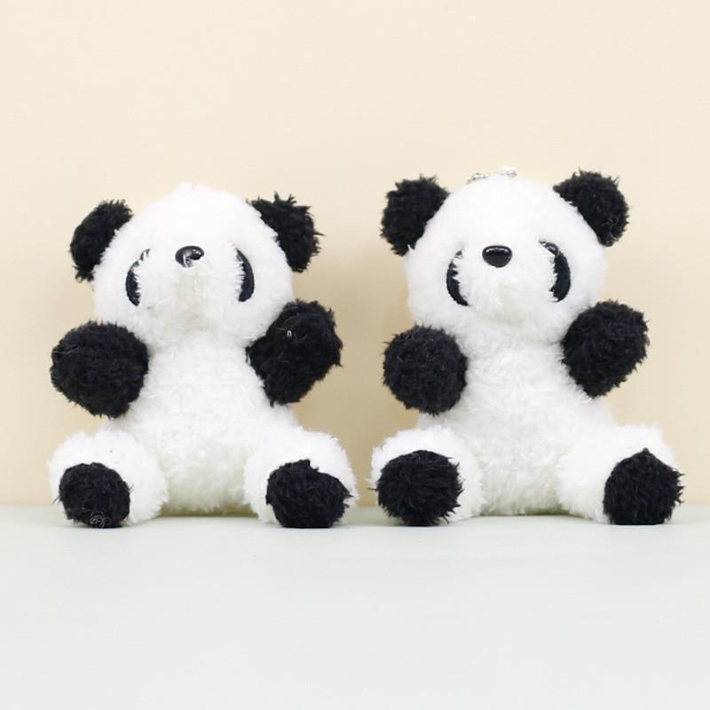 Adorable Curly Panda Plush Toy Keychain Soft Coral Fleece Stuffed Animal