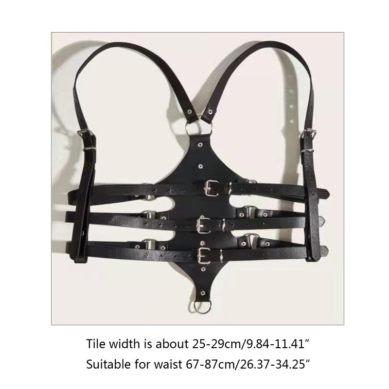 Punk Waist Belt Women Halloween Leather Skinny Body Adjustable Belts with Alloy Buckle for Party Night Club Waist Slim