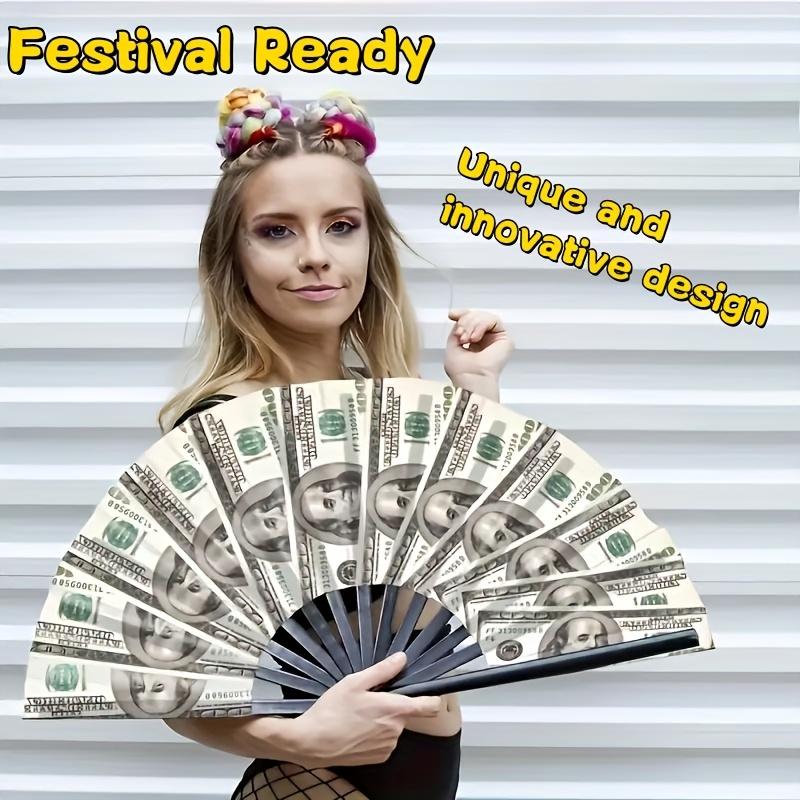Dollar Bill Print Folding Fan, Creative Gift Fan, Portable Folding Fan, Fun Decorative  Summer Cooling Accessory
