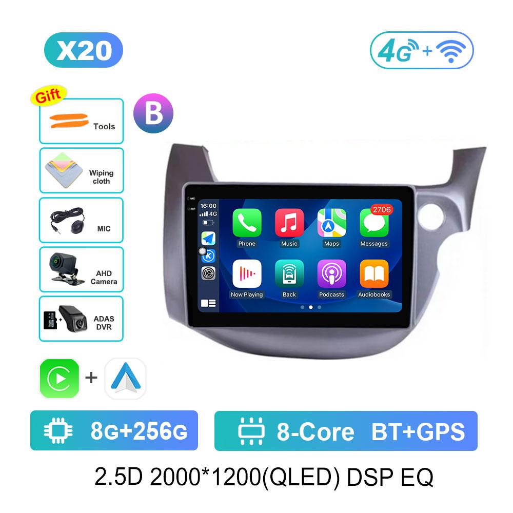 Bluetooth DSP Stereo Car Video Multimedia Player for HONDA FIT JAZZ 2008 - 2013 WiFi Android System 4G GPS QLED Touch Screen