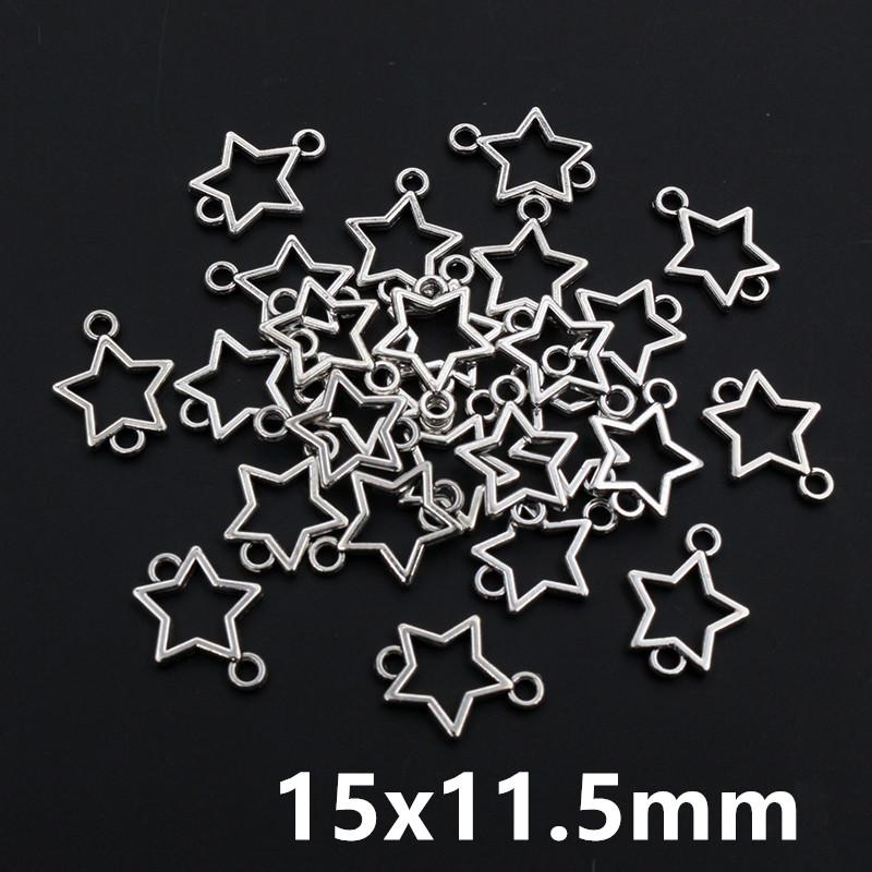 100pcs Petites Breloques Étoiles Pendentifs Alliage Métal Couleur Argent Antique Accessoires de Fabrication de Bijoux DIY pour Boucles d'Oreilles Bracelet Collier