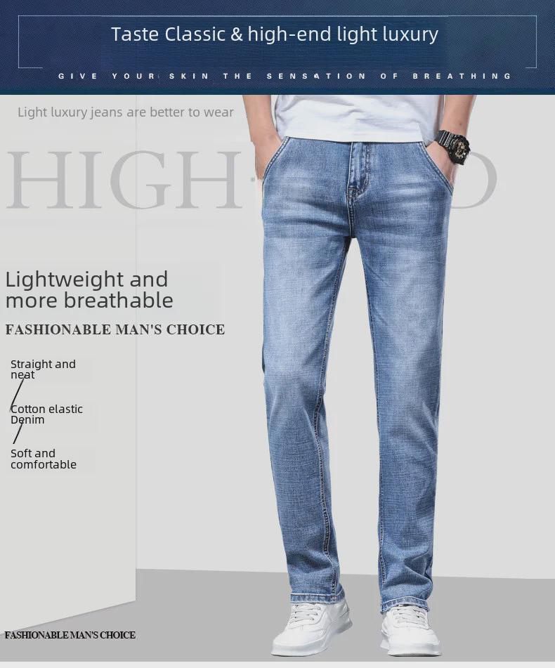 Męskie jeansy retro ze streczem o prostym kroju z merceryzowanej bawełny