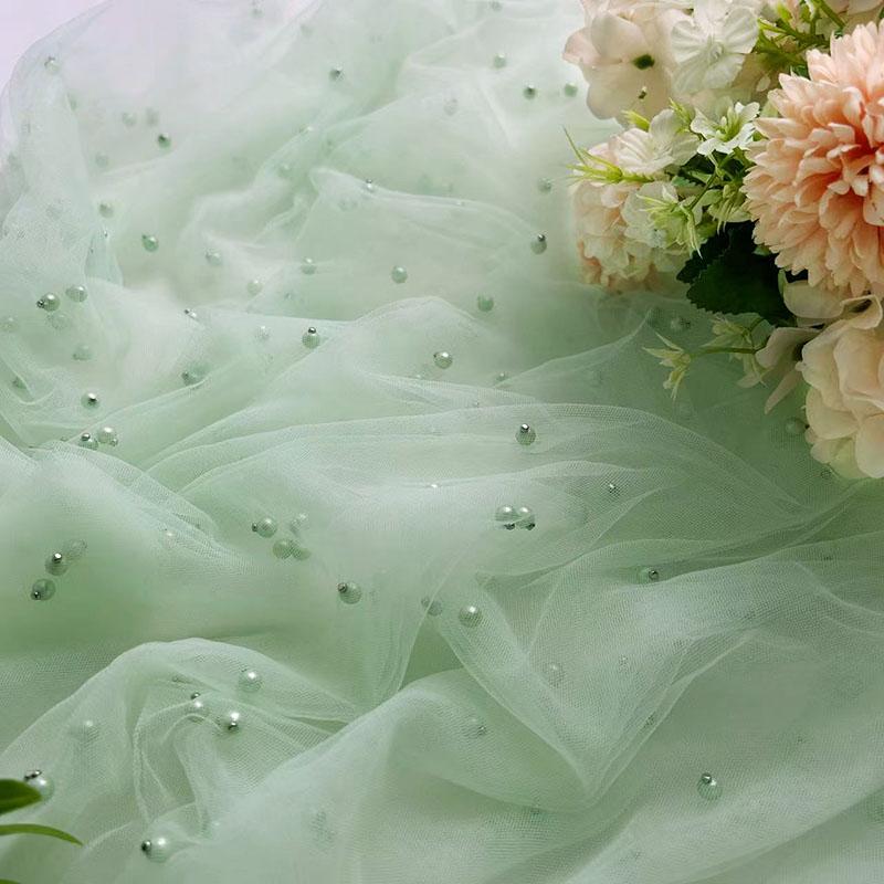 White Pearl Tulle Fabric Sheer Bridal Veil Wedding Table Decorations for Wedding Sweetheart Sewing DIY Crafts Gowns Crafts