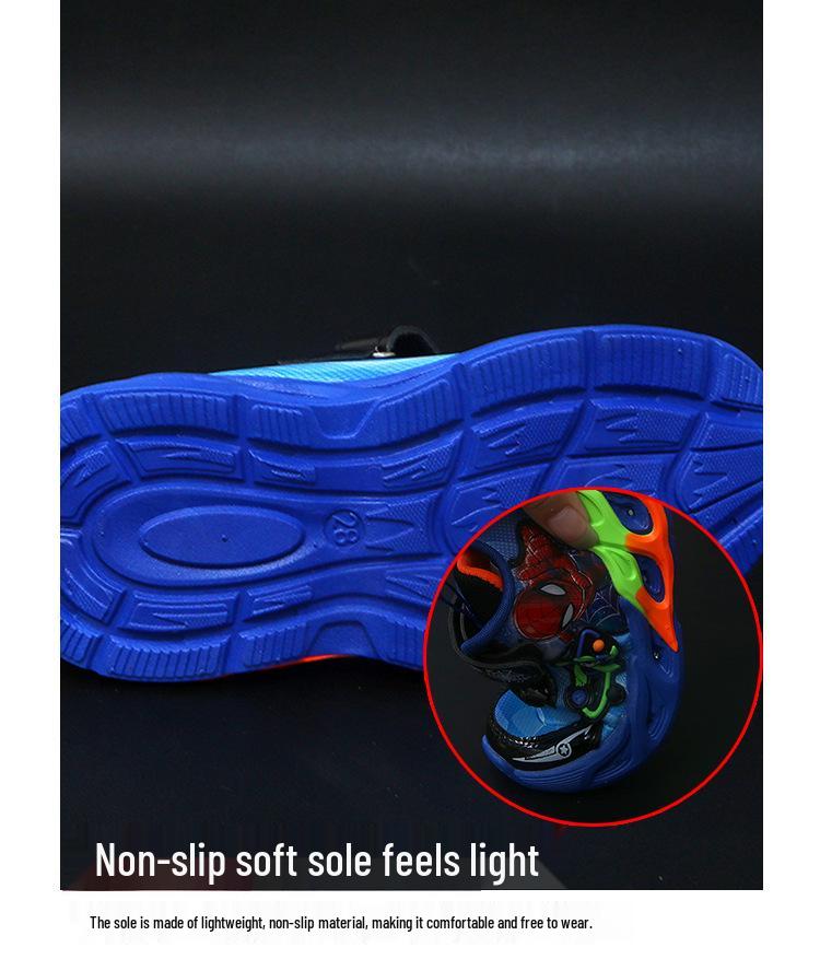 2025 Spider-Man Chlapecké kožené svítící sportovní boty s měkkou podrážkou pro jaro a podzim
