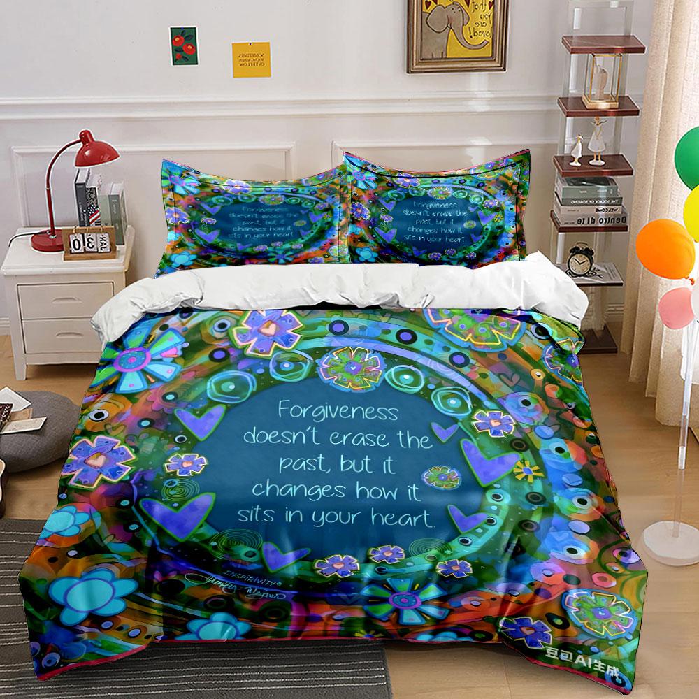 Colorful Floral Three-Piece Wall Decor Multiple Sizes Kid'S And Adults' Bedroom Exquisite 3Pc Bedding Set, Gift