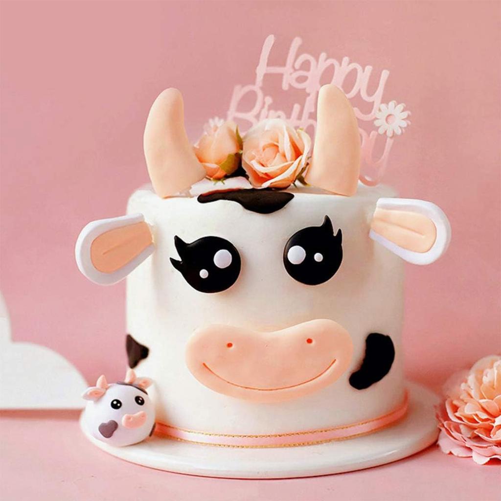 Cute Cow Cake Decoration Farm Animal Birthday Cow Cake Topper for Baby Shower Party Decorations animals theme party