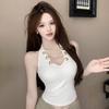 Summer Women'S Sexy Metal Chain Decoration Halterneck Sleeveless Slim Camisole
