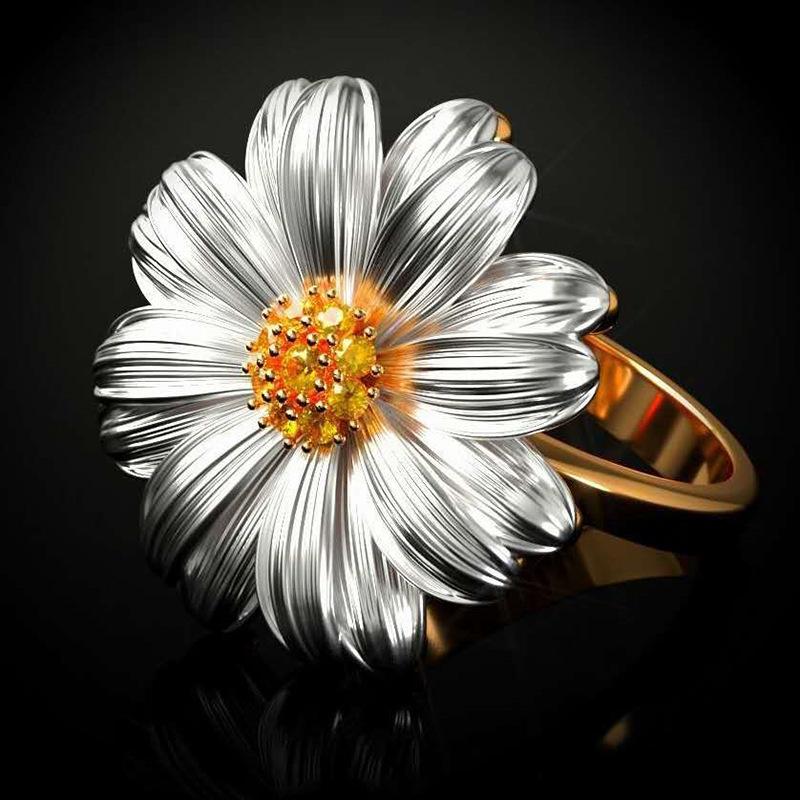 

Accessories Two Tone Small Daisies Sunflower Purple Ring Fashion Sunflower Ring Ladies no. 10