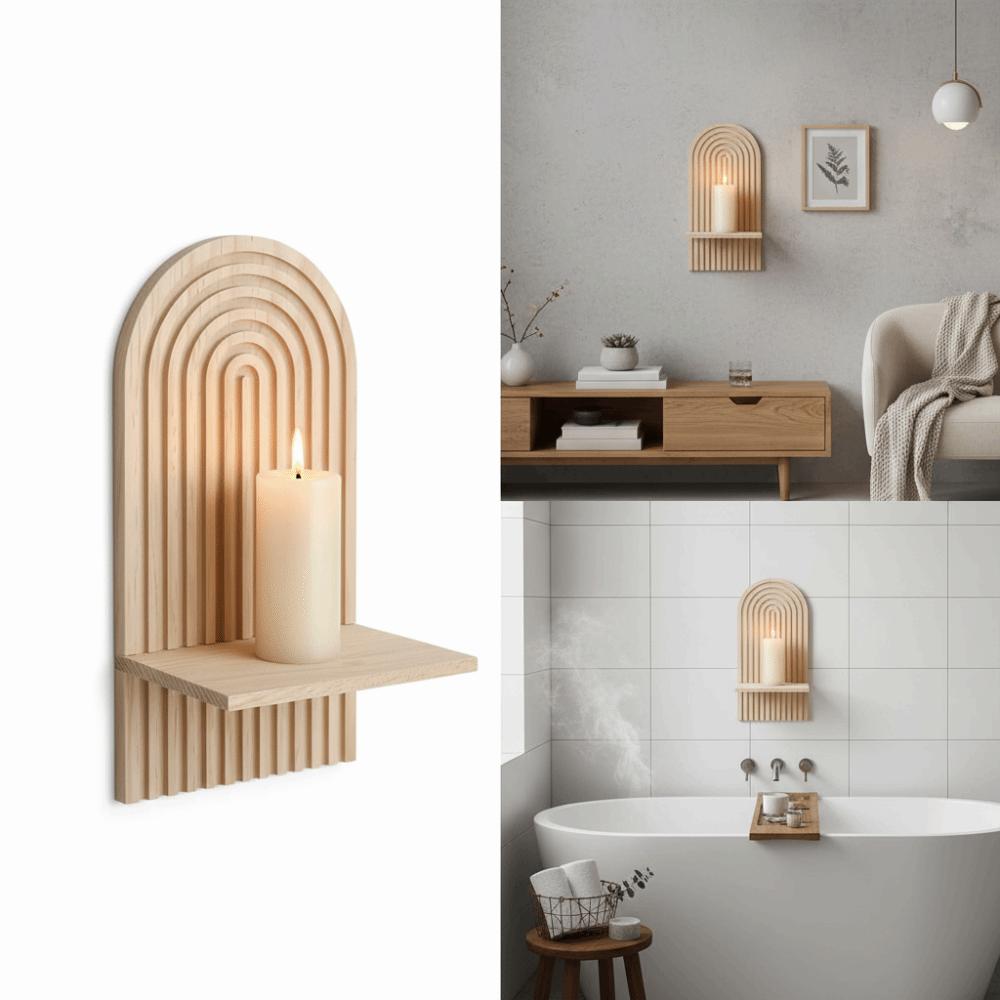 Natural Wood Bohemian Floating Shelves Bohemian Style Hanging Shelf  Living Room Decor