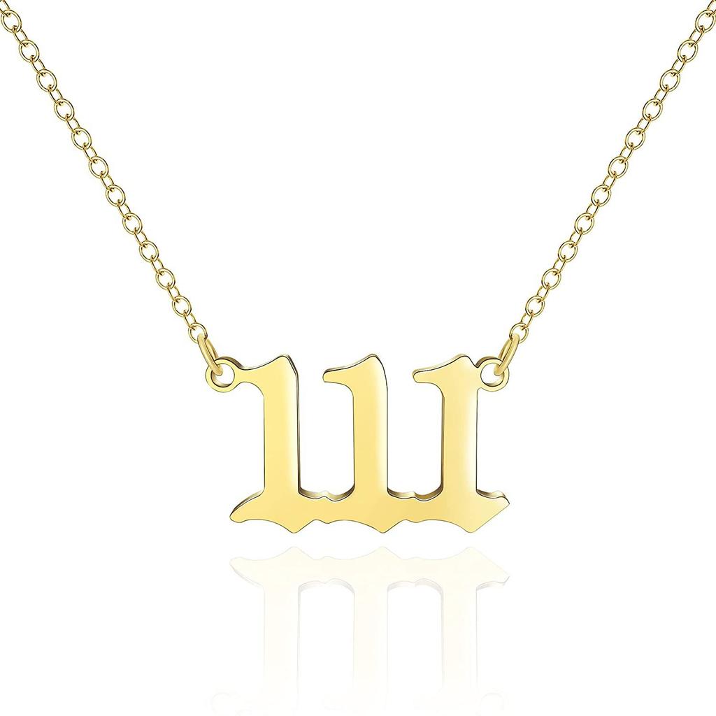 Stainless Steel Angel Number Lucky Numbers Necklaces 111 222 333 444 555 777 888 999 666 000 Women Pendant Necklace