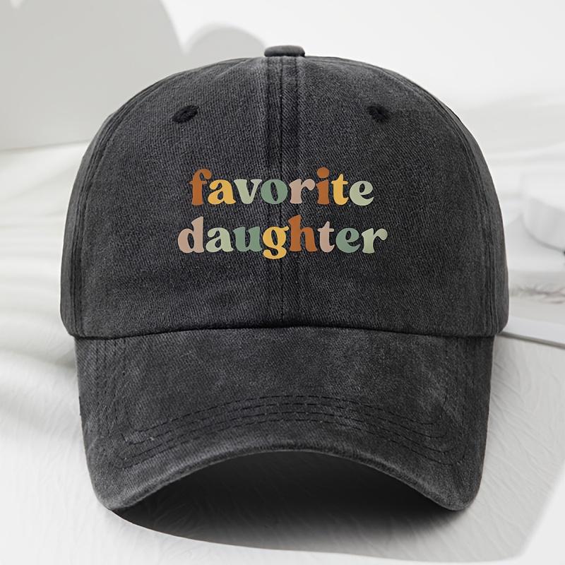 Favorite daughter Printed Soft Top Baseball Hat Retro Men's and Women's Fashionable Outdoor Hat with Adjustable Circumference