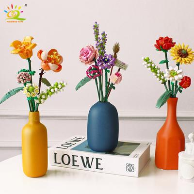 Blumenstrauß Baustein 3D Modell Ziegel Spielzeug für Mädchen Jungen Freunde Kit Set Simulation Rose Pflanze Topf Geschenk