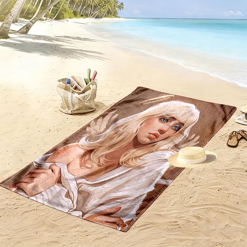 Asciugamano da Spiaggia con Stampa Billie Eilish, Asciugamano Grande Morbido ad Asciugatura Rapida per Spiaggia Campeggio Nuoto