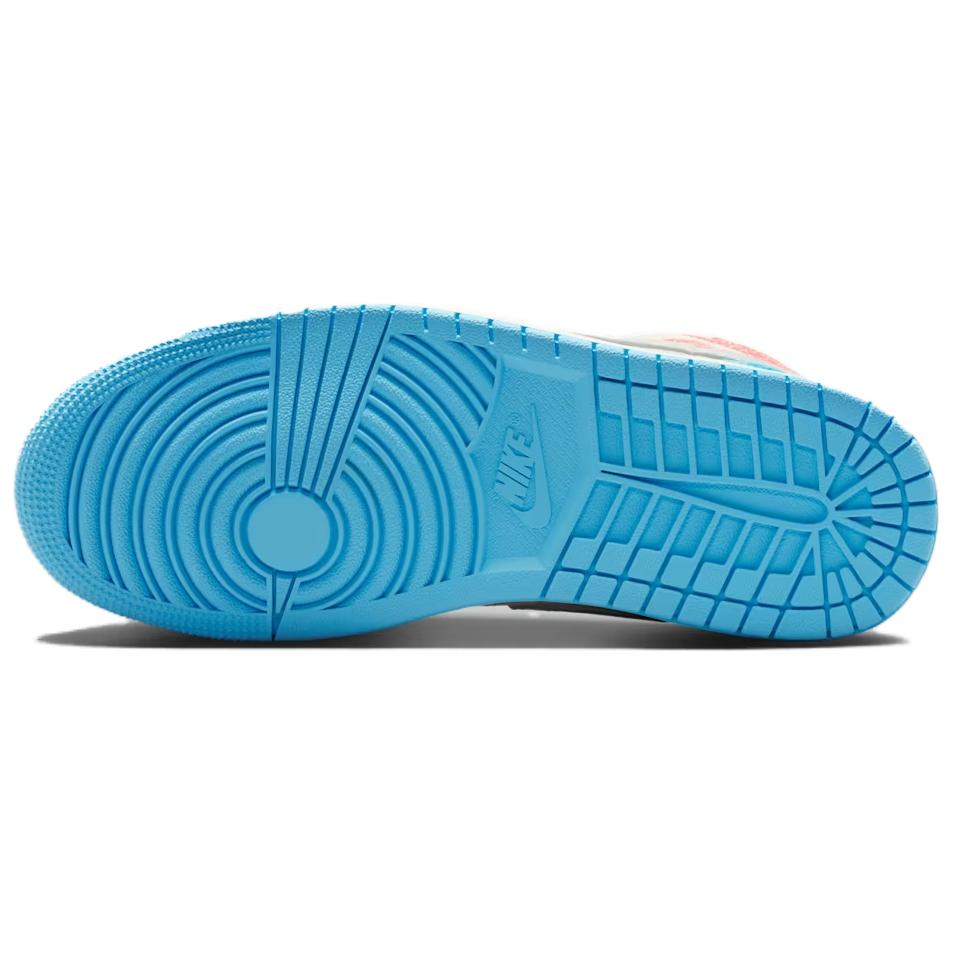 Air Jordan 1 Mid Sail Hot Lava Blue Chill Women Sneakers Muslin IM7420-133