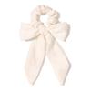 European & American Retro Silk-Like Ribbon Bow Hair Tie with Detachable Streamer – Wrinkled Satin Fabric Hair Accessory