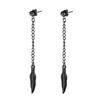 2pcs/set Black Or Silvery Unisex Punk Stainless Steel Cross Cone Feather Chain Pendant Hoop Earrings Ear Stud Jewelry Set