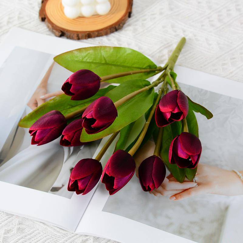 Tulip Simulation Flower Ome Living Room Offee Table Decoration Floral Arrangement Flower Tulip Bundle Garden Greening Project