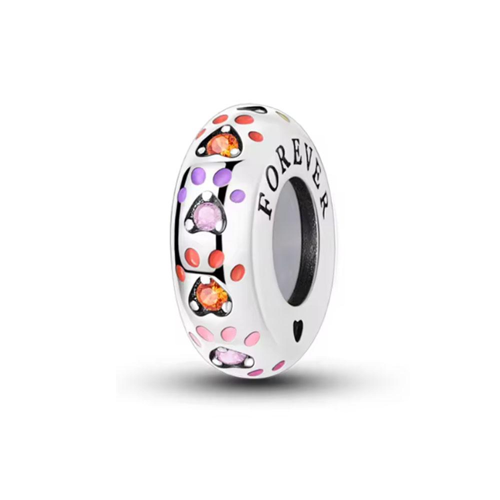 Fine Zircon Love Heart Spacer Charm 925 Silver Pendant Fit Original Bracelet Women Flower Separate Beads DIY Making Jewelry Gift